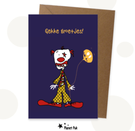 Wenskaart Halloween Clown - Gekke groetjes!