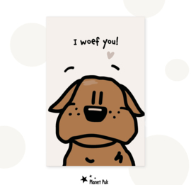 Wenskaart Bulldog - I waf you!