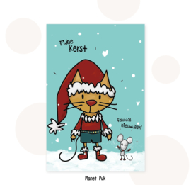 Kerstkaart - Kat & muis