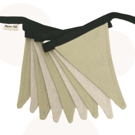 Mooie vlaggenlijn - Olijfgroen / Beige | 2 Mtr. | Handgemaakt