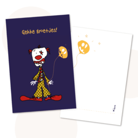 Wenskaart Halloween Clown - Gekke groetjes!