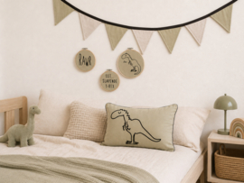 T-Rex kussen kinderkamer | 30x40 cm | Olijfgroen
