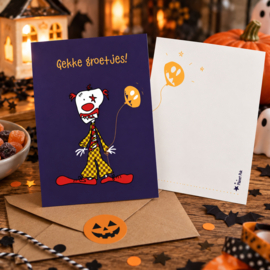 Wenskaart Halloween Clown - Gekke groetjes!