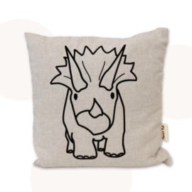 Kussen Terry Triceratops | Beige / Donkerbruin | 30 x 30 cm