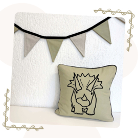 Mooie vlaggenlijn - Olijfgroen / Beige | 2 Mtr. | Handgemaakt