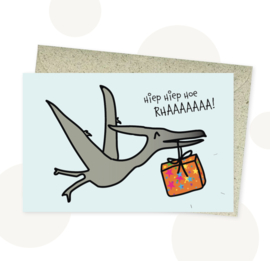 Wenskaart Philon Pterodacylus - Dino Verjaardagskaart!