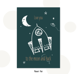 A5 kaart - Love you to the moon - Raket