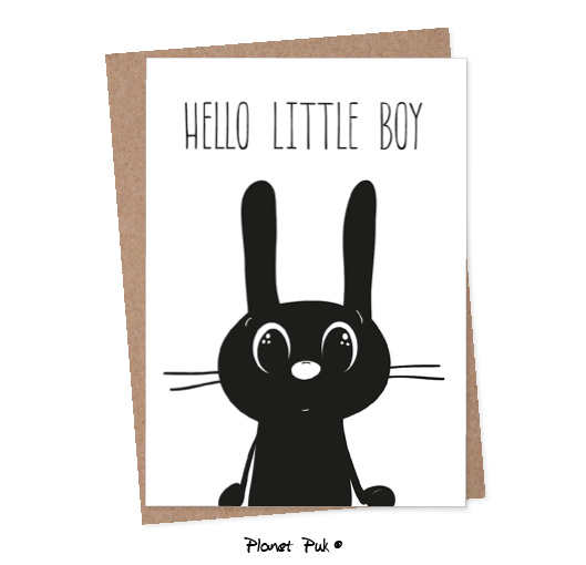 A5 kaart Konijn - Hello little boy