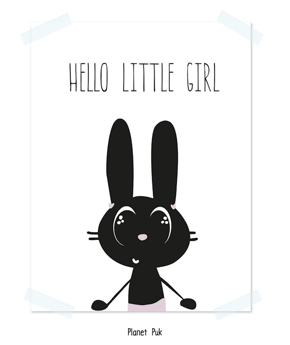 Poster Babetje konijn - Hello little girl