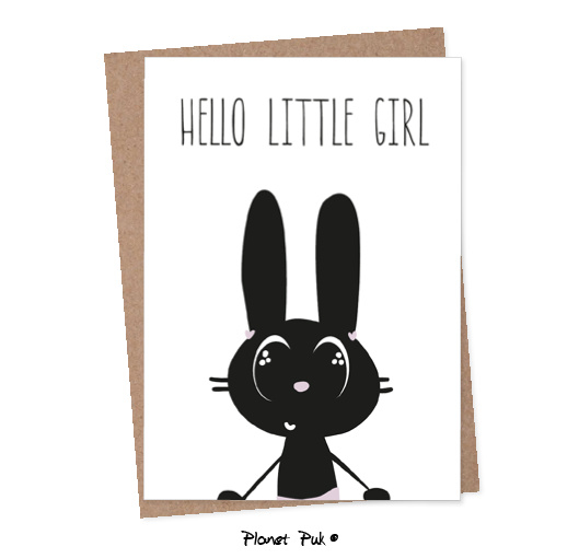 A5 Kaart Konijn - Hello little girl