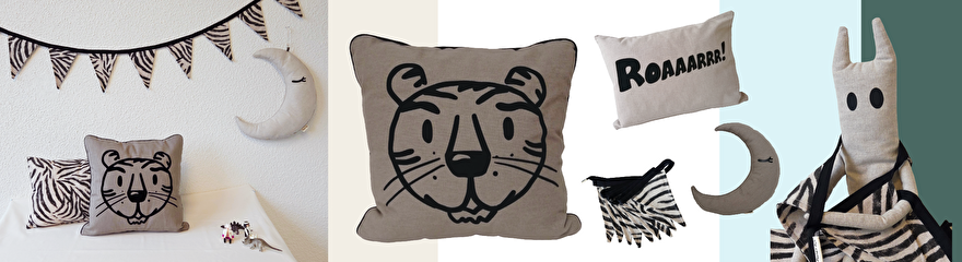 handgemaakte collectie voor de kinderkamer met Jazzy de Tijger - Planet Puk