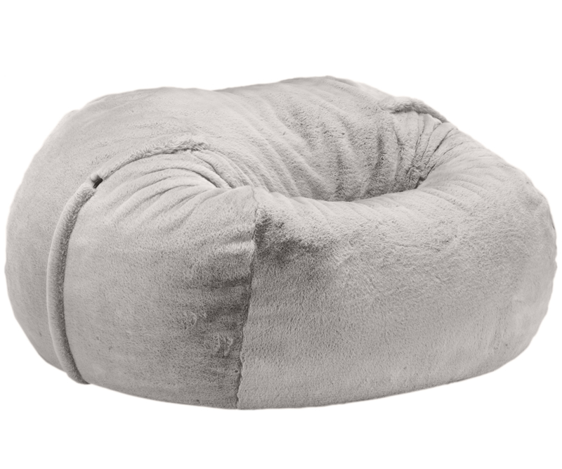 grey faux fur bean bag