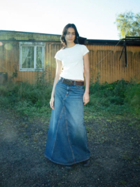 Nudie Jeans Tanja Skirt Orange Painter Mid Blue