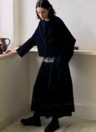 Toast Ribbed Wool Rounded Cardigan Dark Navy