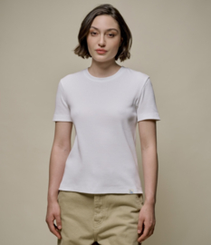 Merz b. Schwanen Ribbed T-Shirt Narrow Fit White