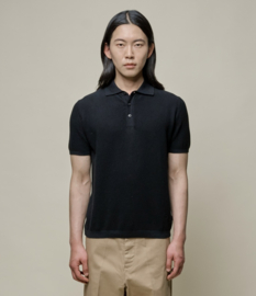 Merz b. Schwanen Knitted Polo Deep Black