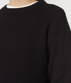 Merz b. Schwanen Crewneck Pullover Waffle Deep Black