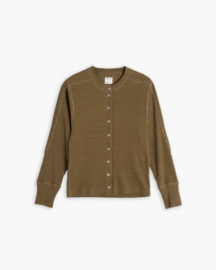 Girls of Dust Button Down Top Military Rib Jersey Olive