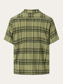 Knowledge Boxed Fit Checkered Light Shirt Green D