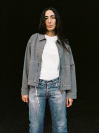 Nudie Jeans Jade Striped Zip Jacket Blue/OffWhite