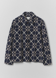 Toast Lattice Double Cloth Cotton Wool Jacket Indigo