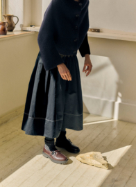 Toast Cotton Satin Smocked Skirt Midnight