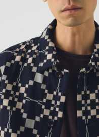 Toast Lattice Double Cloth Cotton Wool Jacket Indigo