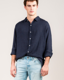 Kuyichi Milan Linen blend Shirt Midnight Blue