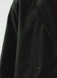 Toast Overdyed Micro Houndstooth Cotton Blazer Oil Green