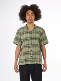 Knowledge Boxed Fit Checkered Light Shirt Green