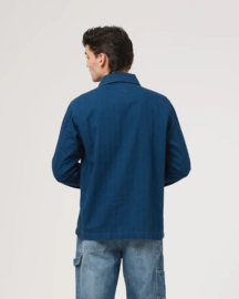 Eat Dust Fisherman Shirt Herringbone Denim Blue