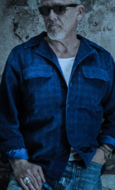 Fleurs de Bagne 50’s Overshirt Indigo Prince de Galles