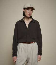 Merz b. Schwanen KNITSHIRT06.062 Merino Wool-Cashmere-Silk Long Sleeve Shirt Dark grain