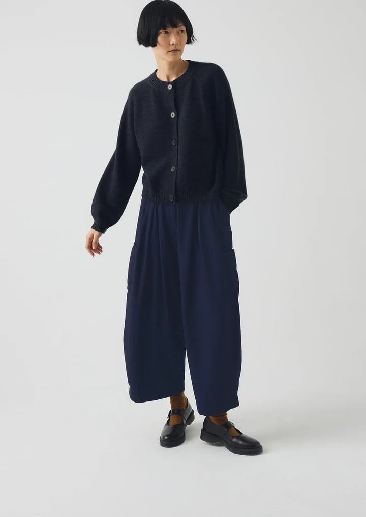 Toast Indigo Cotton Twill Wide Leg Trousers