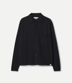 Merz b. Schwanen KNITSHIRT06.99 Merino Wool-Cashmere-Silk Long Sleeve Shirt Deep Black