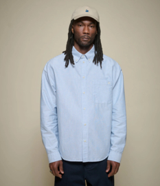 Merz b. Schwanen SHIRT11OX.67ST Modern-Cut Cotton Oxford Long Sleeve Shirt Stripes Light Blue