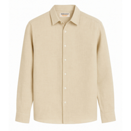 Kuyichi Milan Linen blend Shirt Solid Oatmeal