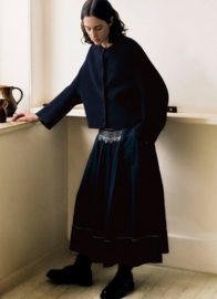 Toast Cotton Satin Smocked Skirt Midnight