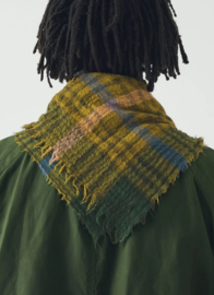 Toast Pantry Check Boiled Wool Scarf Olive