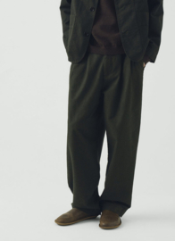 Toast Bill Overdyed Micro Houndstooth Trousers Grey Olive