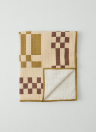 Toast Checkerboard Cotton Patchwork Quilt Cream Fennel