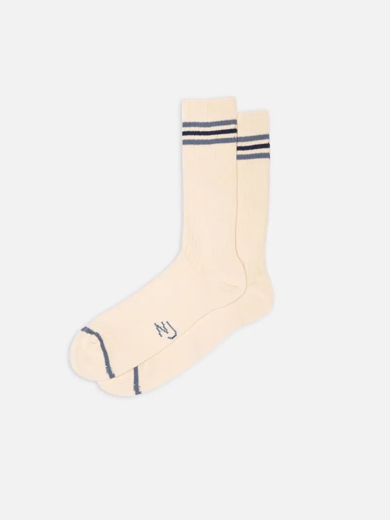 Nudie Jeans Men Tennis Socks Retro Offwhite/Blue