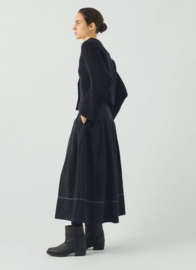 Toast Cotton Satin Smocked Skirt Midnight