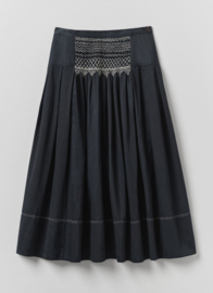 Toast Cotton Satin Smocked Skirt Midnight