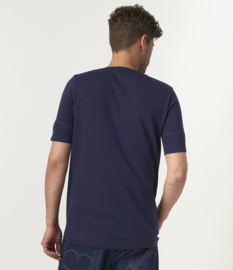 Merz b. Schwanen Loopwheeled Henley Ink Blue Short Sleeves