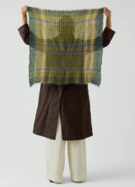 Toast Pantry Check Boiled Wool Scarf Olive