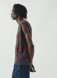 Toast Totem Wool Cotton Knitted Tank Navy / Red