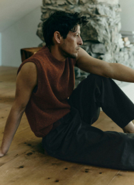 Toast Bill Overdyed Micro Houndstooth Trousers Grey Olive