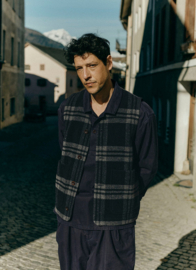 Toast Melton Wool Check Gilet Charcoal