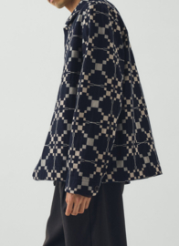 Toast Lattice Double Cloth Cotton Wool Jacket Indigo